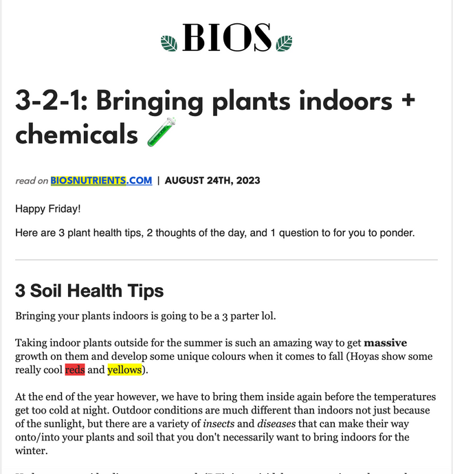 3-2-1: Bringing plants indoors + chemicals 🧪